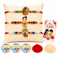C7 - Ganesh, Bal Hanuman, Morpankh Rakhi Set