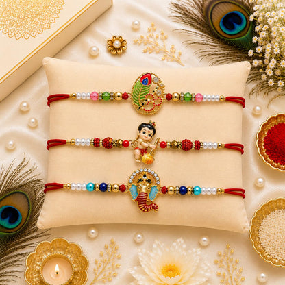 VighNox Rakhi set for Brother with Gift hamper, 3 rakhis for Rakshabandhan - label detail (51)