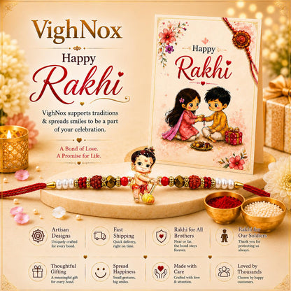 VighNox Rakhi set for Brother with Gift hamper, 3 rakhis for Rakshabandhan - close-up detail (53)