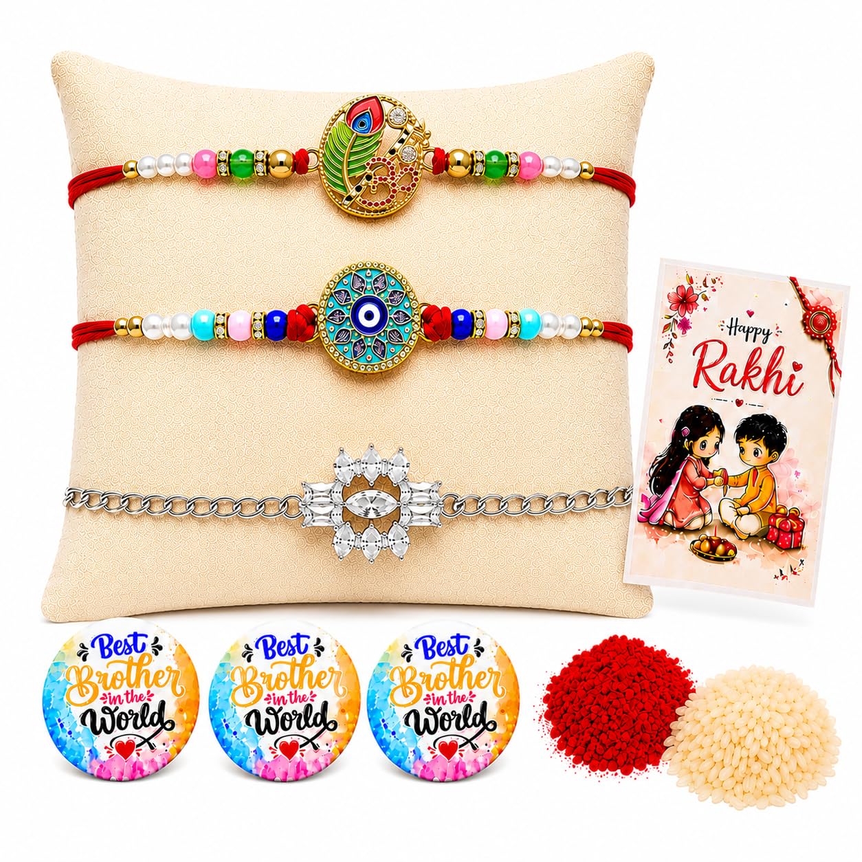 VighNox Rakhi set for Brother with Gift hamper, 3 rakhis for Rakshabandhan (55)