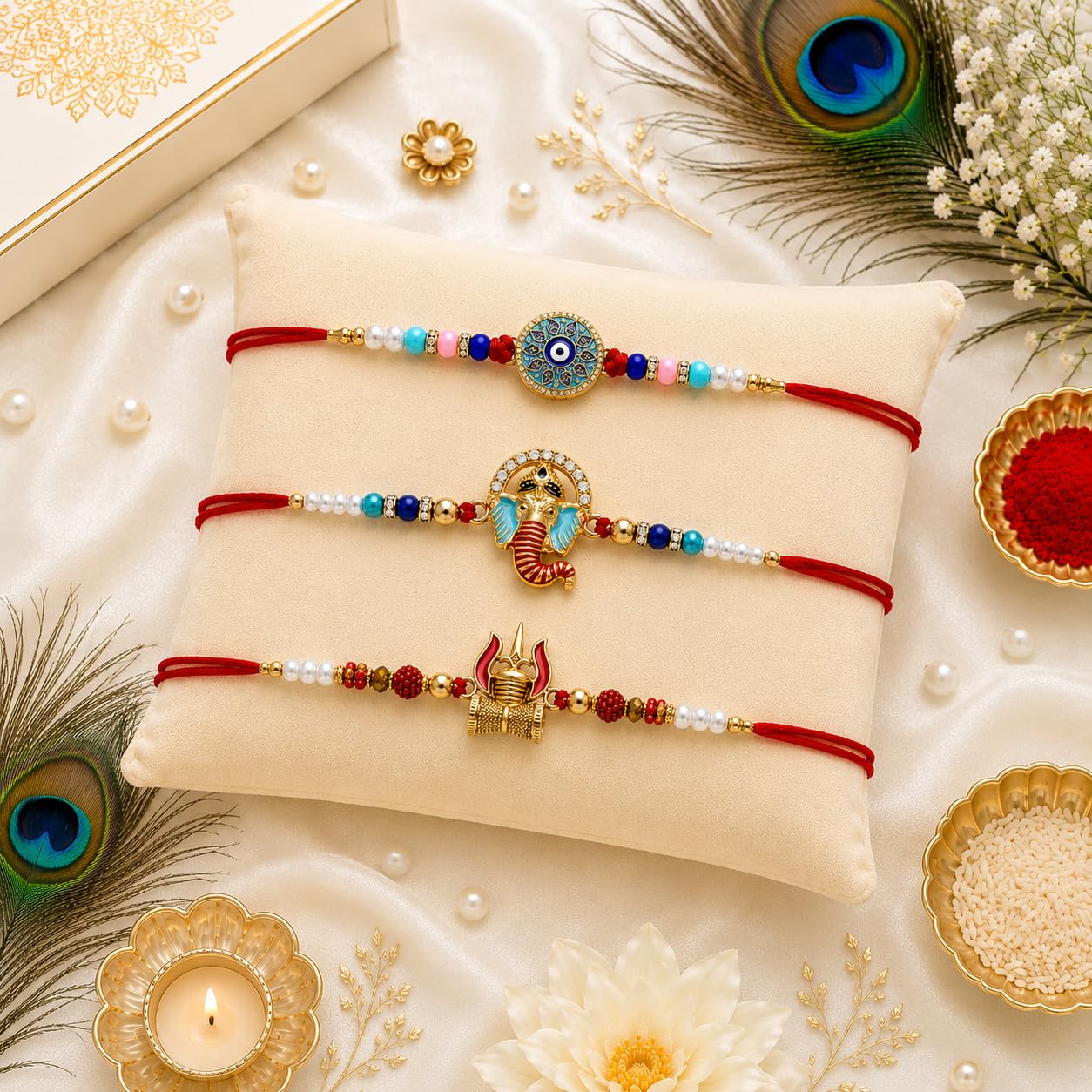VighNox Rakhi set for Brother with Gift hamper, 3 rakhis for Rakshabandhan - label detail