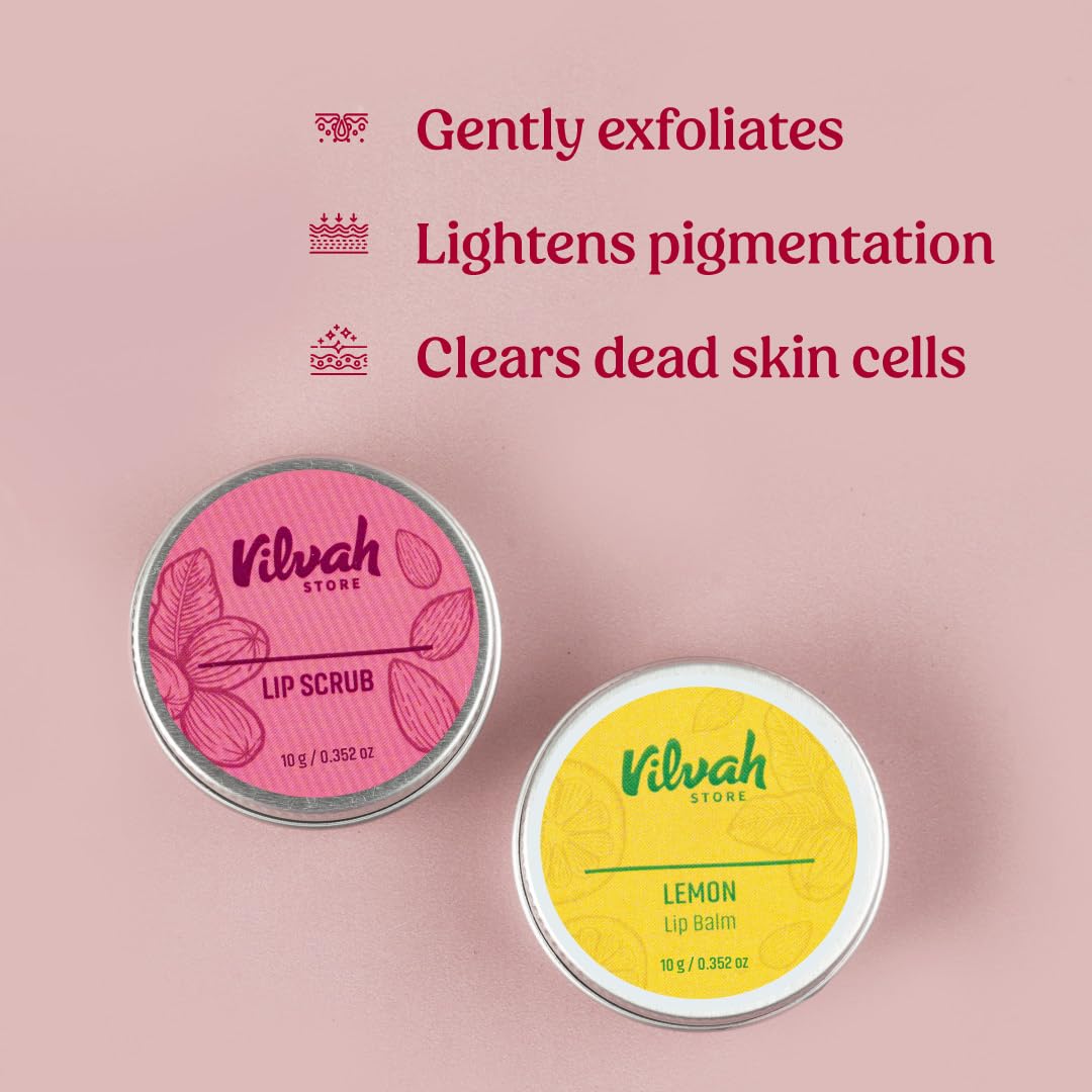 Vilvah Store Lip Balm, 10g, Unisex Natural Moisturizing Balm with Shea Butter and Avocado Oil - back view (13)