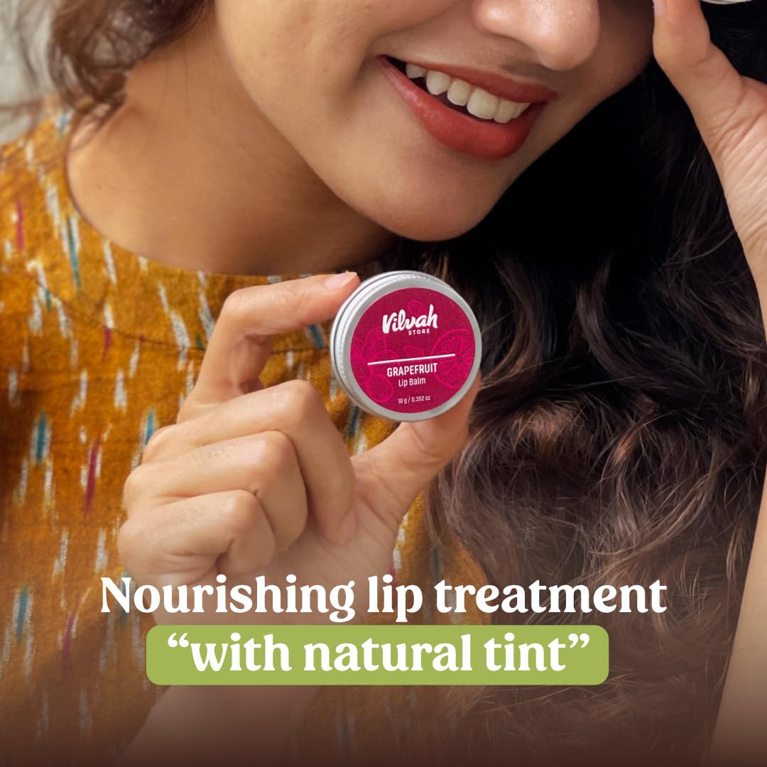 Vilvah Store Lip Balm, 10g, Unisex Natural Moisturizing Balm with Shea Butter and Avocado Oil - front view