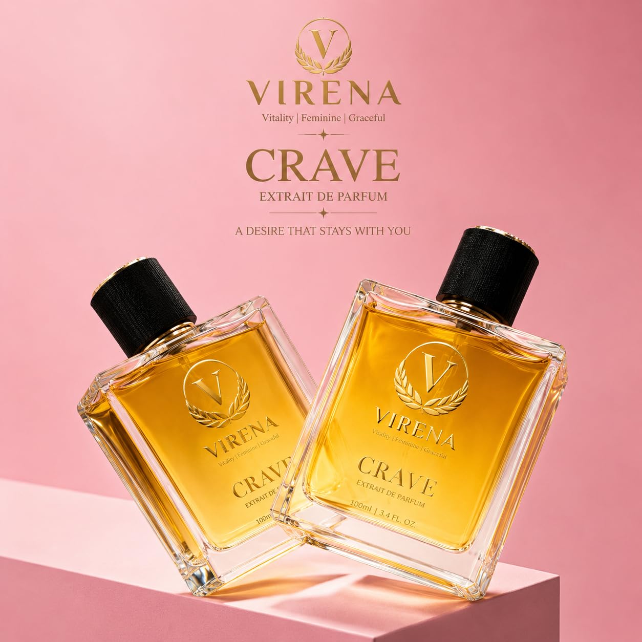 Virena Crave Extrait de Parfum 100ml Unisex Fragrance with Pear Coffee Vanilla Notes - front view