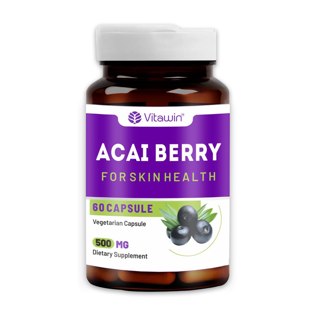 VITAWIN Acai Berry Capsules, 500 mg, 60 Vegetarian Capsules, Herbal Supplement - front view