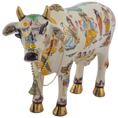 VIVAAN EXIM White Kamdhenu Cow with Calf Idol 19cm Marble Finish Polyresin Figurine - label detail