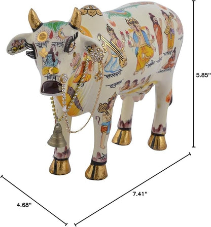 VIVAAN EXIM White Kamdhenu Cow with Calf Idol 19cm Marble Finish Polyresin Figurine - in use