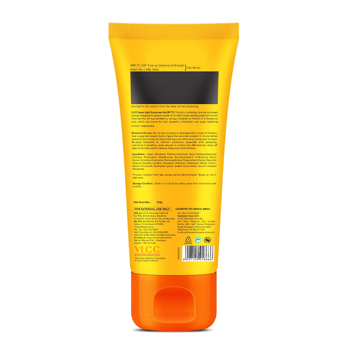 VLCC Aqua Light Sunscreen Gel SPF 70 PA++++ with Hyaluronic Acid & Vitamin C, Fragrance-Free - in use (16)