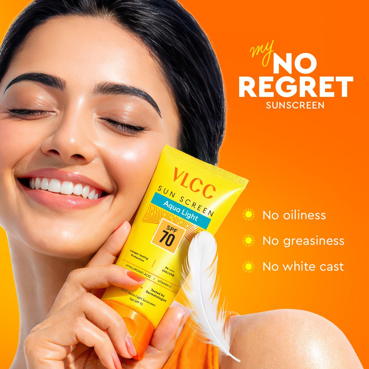 VLCC Aqua Light Sunscreen Gel SPF 70 PA++++ with Hyaluronic Acid & Vitamin C, Fragrance-Free - front view