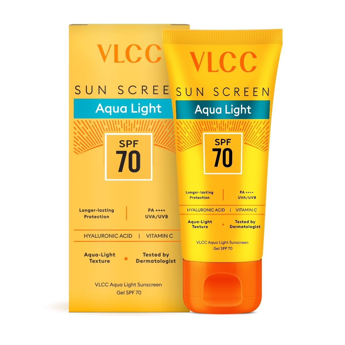 VLCC Aqua Light Sunscreen Gel SPF 70 PA++++ with Hyaluronic Acid & Vitamin C, Fragrance-Free - close-up detail