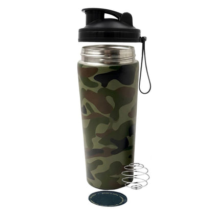 VOIK Stainless Steel Gym Shaker Bottle, 800ml, with Mixer Ball and Carrying Strap, Leakproof Lid (17)