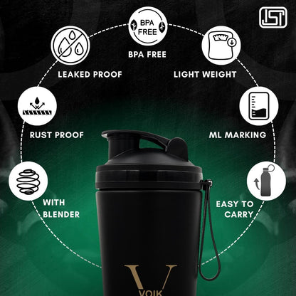 VOIK Stainless Steel Gym Shaker Bottle, 800ml, with Mixer Ball and Carrying Strap, Leakproof Lid - ingredients panel