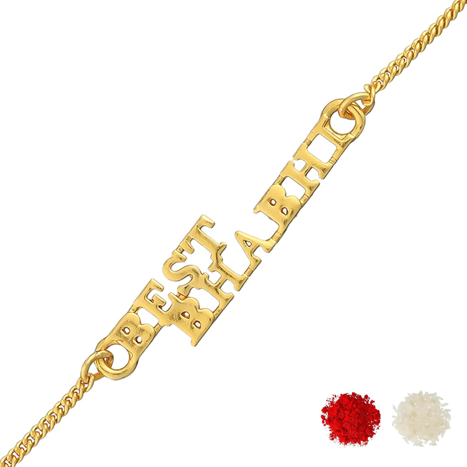 VOYLLA Bhabhi Rakhi Bracelet, Gold Tone, Adjustable Traditional Rakhi for Women
