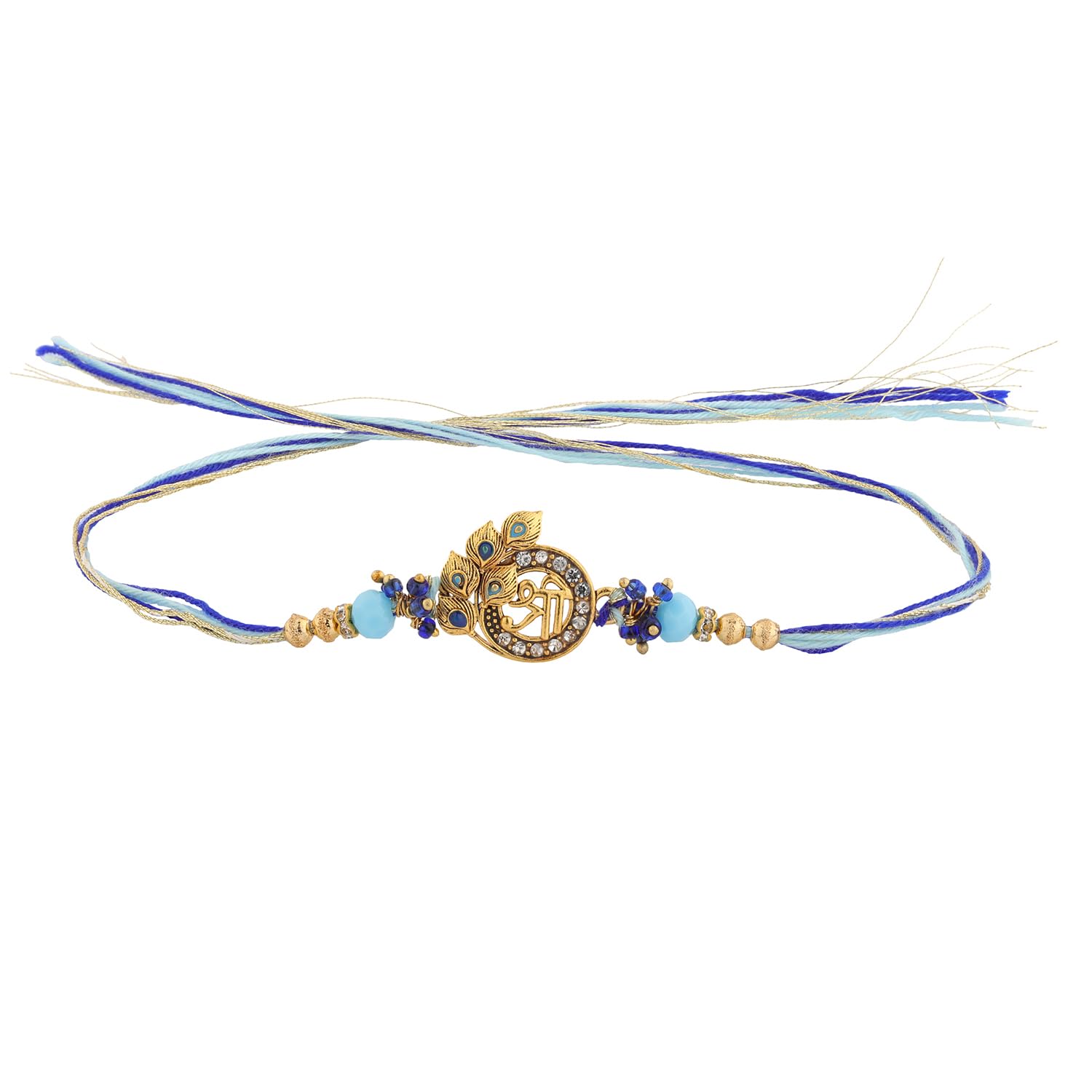 VOYLLA Divine Lord Shri Blessings Mor Pankh Rakhi Combo For Brother|Peacock Rakhi set of 2|Rakhi gift for brother - back view