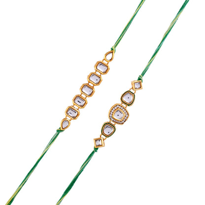 VOYLLA Faux Kundan Traditional Thread Rakhis, Pack of 2, Rakhi Combo for Brother - back view