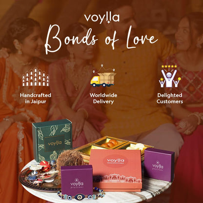 VOYLLA Traditional Inspired Men's Lightly Embellished Thread Rakhis|Pack Of 2 Rakhi|Rakhi For Brother|Rakhi Combo| - front vi