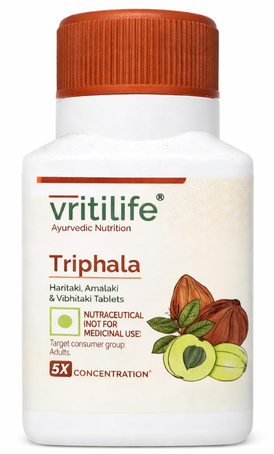 Vritilife Triphala Tablets, 5X Concentration, 60 Tablets, Ayurvedic Supplement