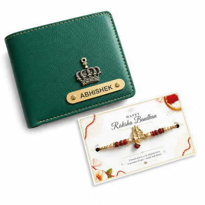 VS Gifts Personalized Leather Wallet with Rakhi and Gift Card, Raksha Bandhan Gift Set for Brother (11)