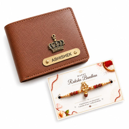 VS Gifts Personalized Leather Wallet with Rakhi and Gift Card, Raksha Bandhan Gift Set for Brother (21)