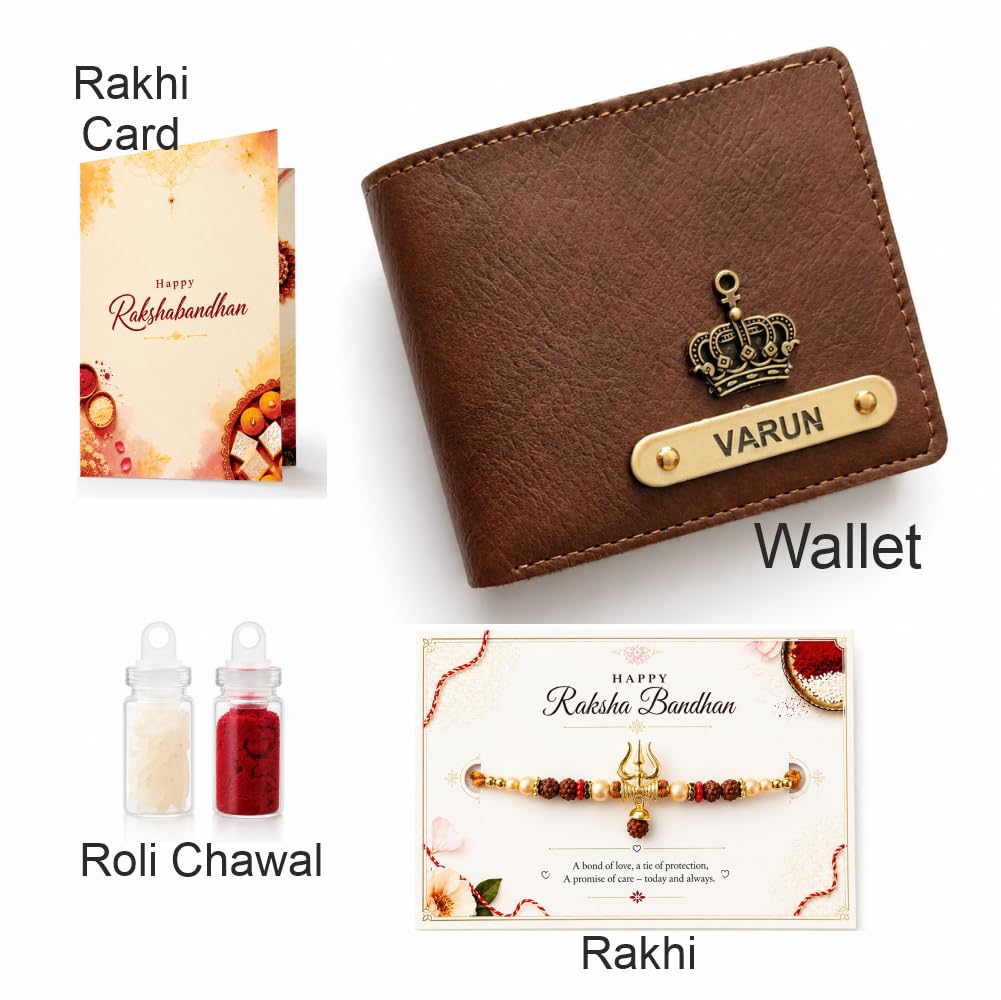 VS Gifts Personalized Leather Wallet with Rakhi and Gift Card, Raksha Bandhan Gift Set for Brother - packaging (23)
