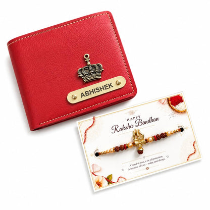 VS Gifts Personalized Leather Wallet with Rakhi and Gift Card, Raksha Bandhan Gift Set for Brother (25)