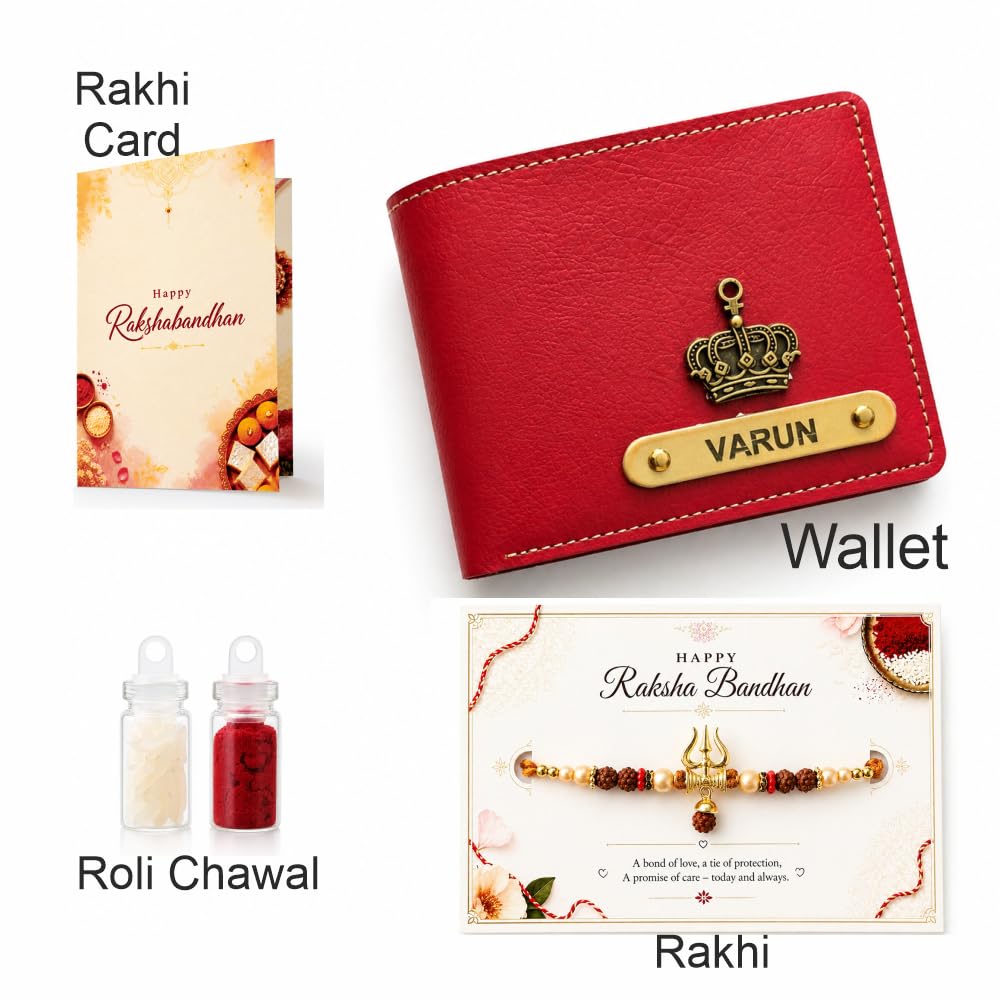 VS Gifts Personalized Leather Wallet with Rakhi and Gift Card, Raksha Bandhan Gift Set for Brother - ingredients panel (28)
