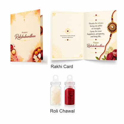 VS Gifts Personalized Leather Wallet with Rakhi and Gift Card, Raksha Bandhan Gift Set for Brother - back view (9)