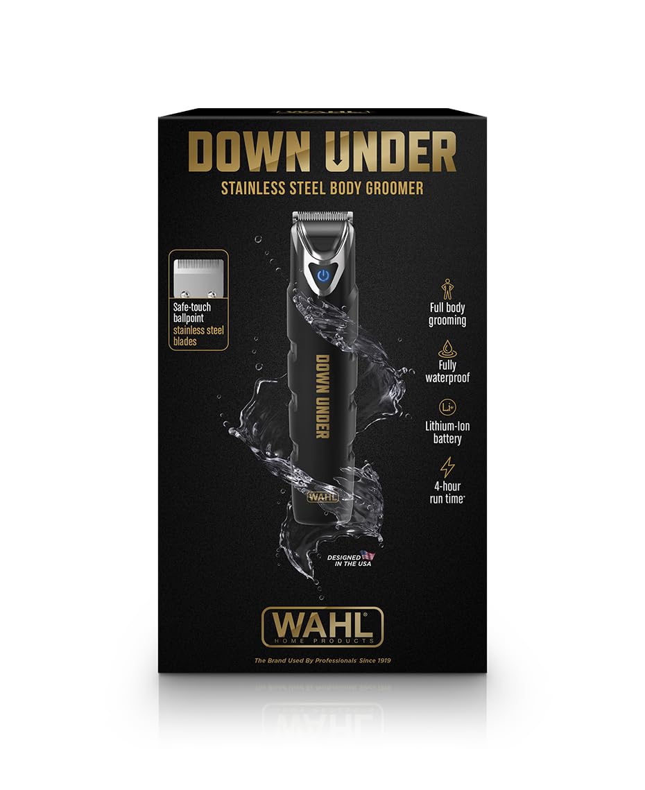 Wahl Down Under Stainless Steel 21-In-1 Full Body Groomer, IPX7 Waterproof, Lithium-Ion Fast Charging, 4-Hour Run Time - back
