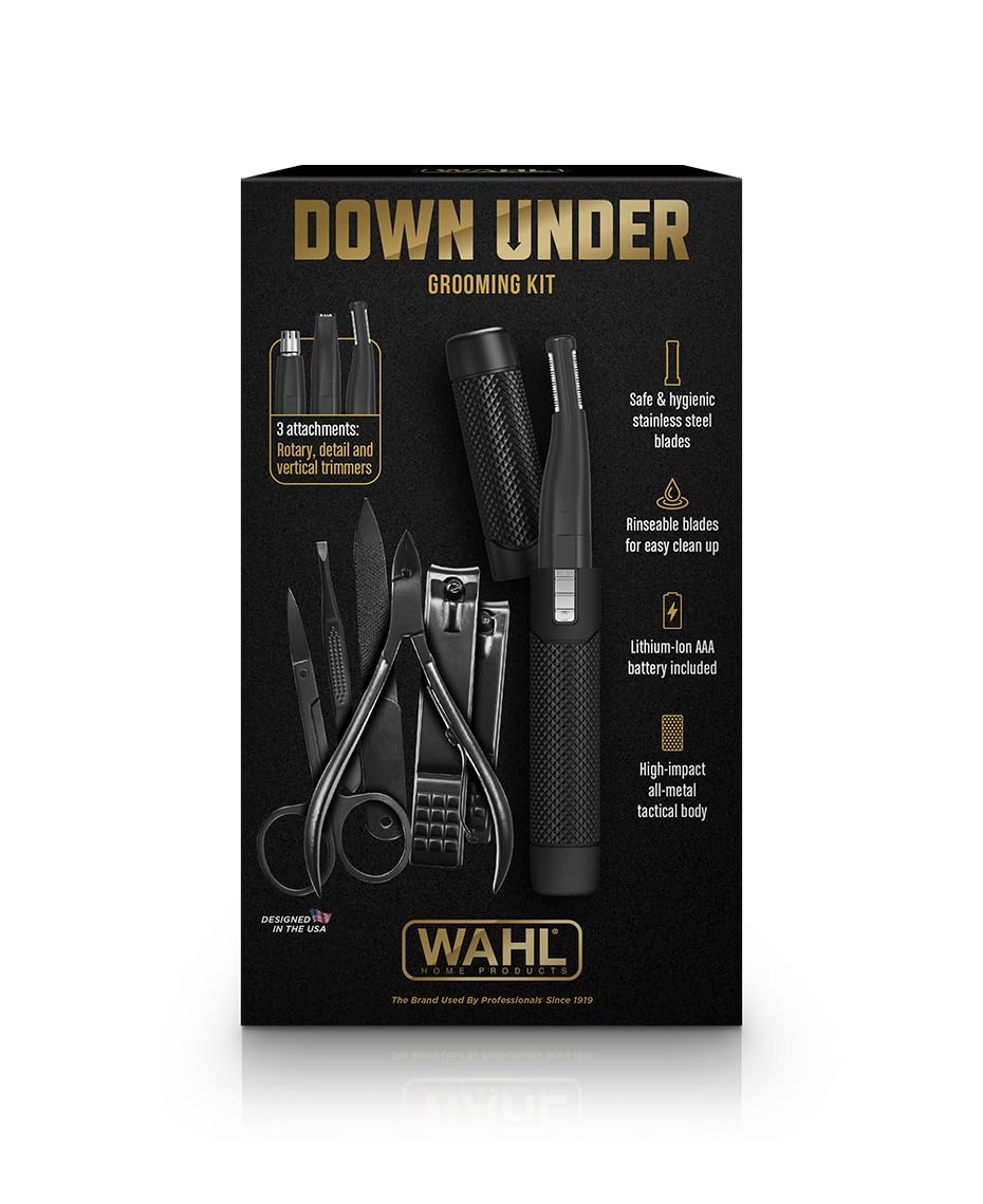 Wahl Down Under Stainless Steel 21-In-1 Full Body Groomer, IPX7 Waterproof, Lithium-Ion Fast Charging, 4-Hour Run Time - fron
