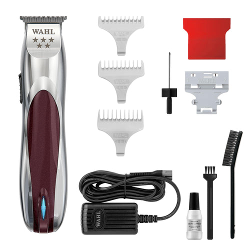 Wahl Professional A.LIGN Li-Ion Beard Trimmer, Cord/Cordless, Extra-Wide Zero-Gap T-Blade, 0.4mm, 3Hr Runtime, Maroon and Sil