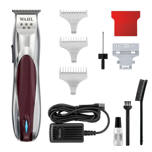 Wahl Professional A.LIGN Li-Ion Beard Trimmer, Cord/Cordless, Extra-Wide Zero-Gap T-Blade, 0.4mm, 3Hr Runtime, Maroon and Sil