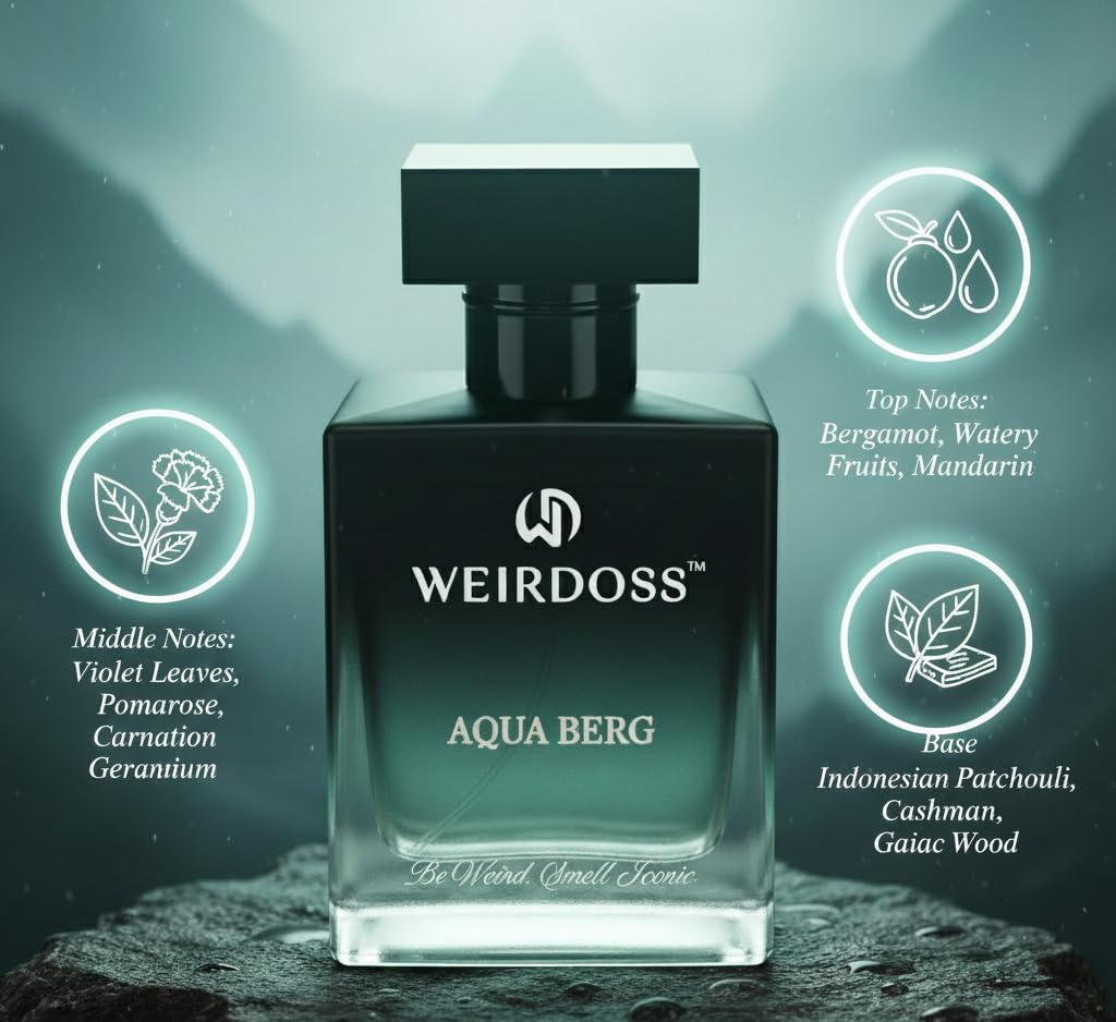 Weirdoss Aqua Berg Eau de Parfum for Men, 50ml, Fresh Aquatic Citrus Fragrance with Bergamot, Violet Leaves & Gaiac Wood - fr