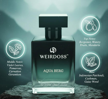 Weirdoss Aqua Berg Eau de Parfum for Men, 50ml, Fresh Aquatic Citrus Fragrance with Bergamot, Violet Leaves & Gaiac Wood - fr