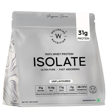 WELLBEING NUTRITION Clean Whey Protein Isolate 1kg Unflavoured with Probiotics & Enzymes