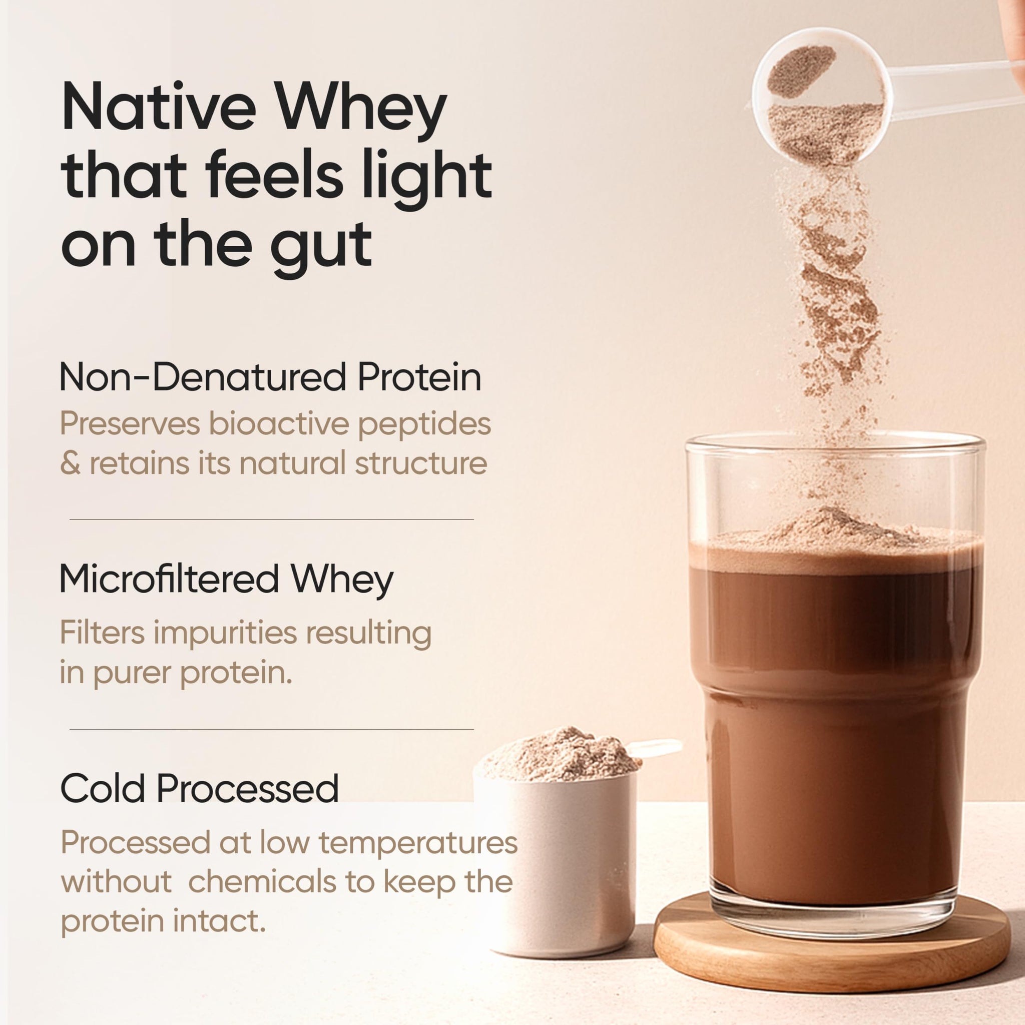 Wellbeing Nutrition Clean Whey Protein Isolate Dark Chocolate, 1kg, 26g Protein with Probiotics and Digestive Enzymes - back