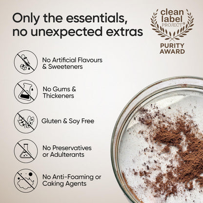 Wellbeing Nutrition Clean Whey Protein Isolate Dark Chocolate, 1kg, 26g Protein with Probiotics and Digestive Enzymes - close