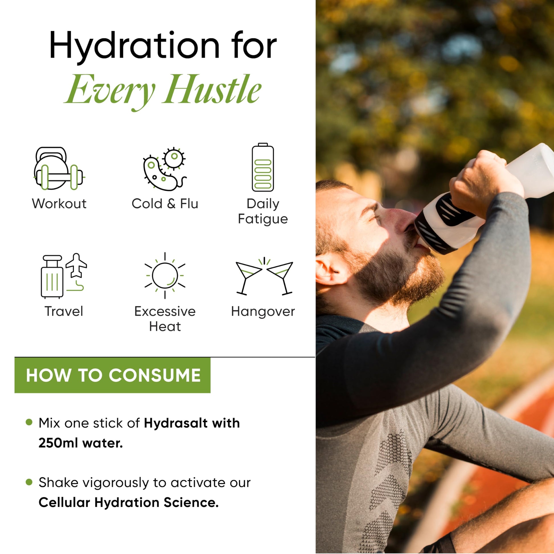 Wellbeing Nutrition HydraSalt Electrolyte Drink with Zero Added Sugar | 5 Electrolytes & 3 Vitamins for Instant Hydration, En