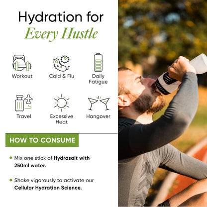 Wellbeing Nutrition HydraSalt Electrolyte Drink with Zero Added Sugar | 5 Electrolytes & 3 Vitamins for Instant Hydration, En