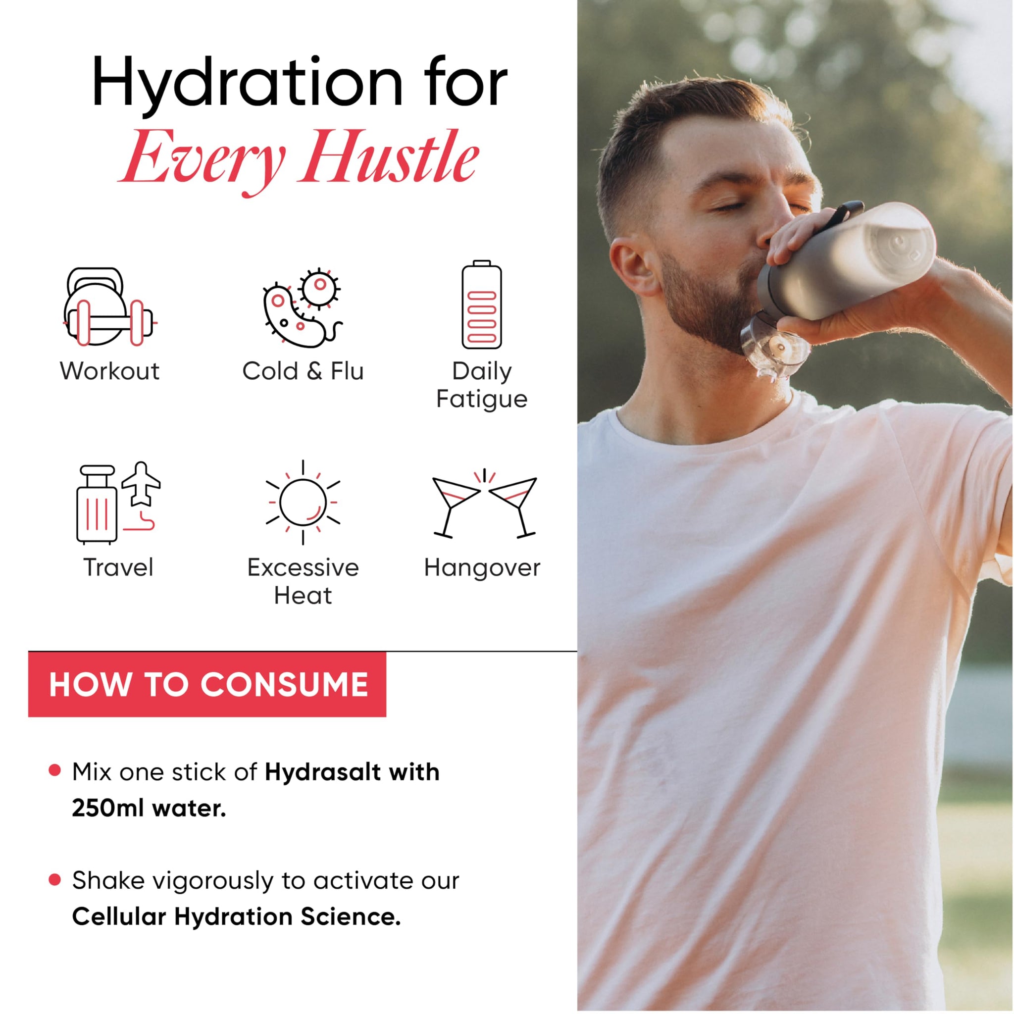 Wellbeing Nutrition HydraSalt Electrolyte Drink with Zero Added Sugar | 5 Electrolytes & 3 Vitamins for Instant Hydration, En