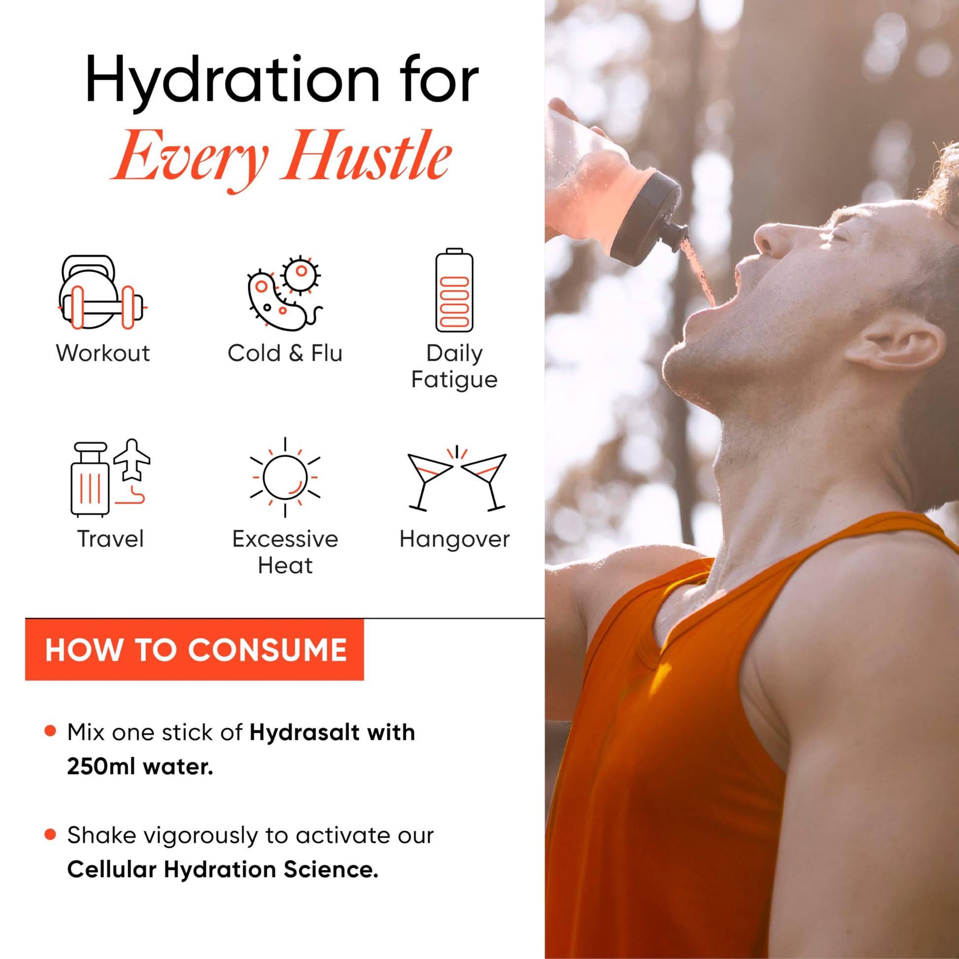 Wellbeing Nutrition HydraSalt Electrolyte Drink with Zero Added Sugar | 5 Electrolytes & 3 Vitamins for Instant Hydration, En