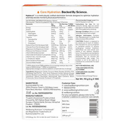 Wellbeing Nutrition HydraSalt Electrolyte Drink with Zero Added Sugar | 5 Electrolytes & 3 Vitamins for Instant Hydration, En