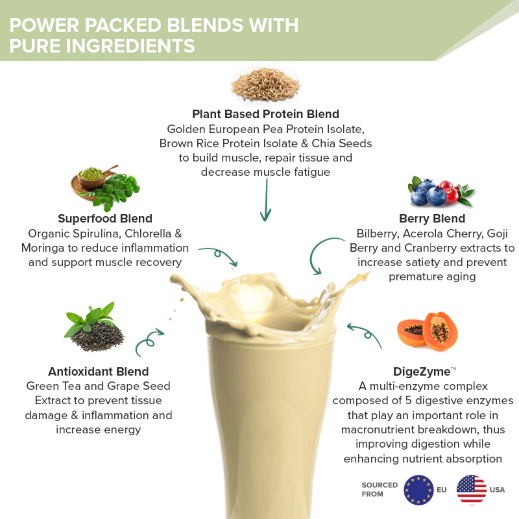 WELLBEING NUTRITION Organic Vegan Plant Protein Powder, Pea Rice Isolate with Superfoods, Digestive Enzymes, Adult Supplement