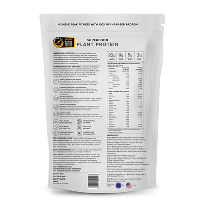 WELLBEING NUTRITION Organic Vegan Plant Protein Powder, Pea Rice Isolate with Superfoods, Digestive Enzymes, Adult Supplement