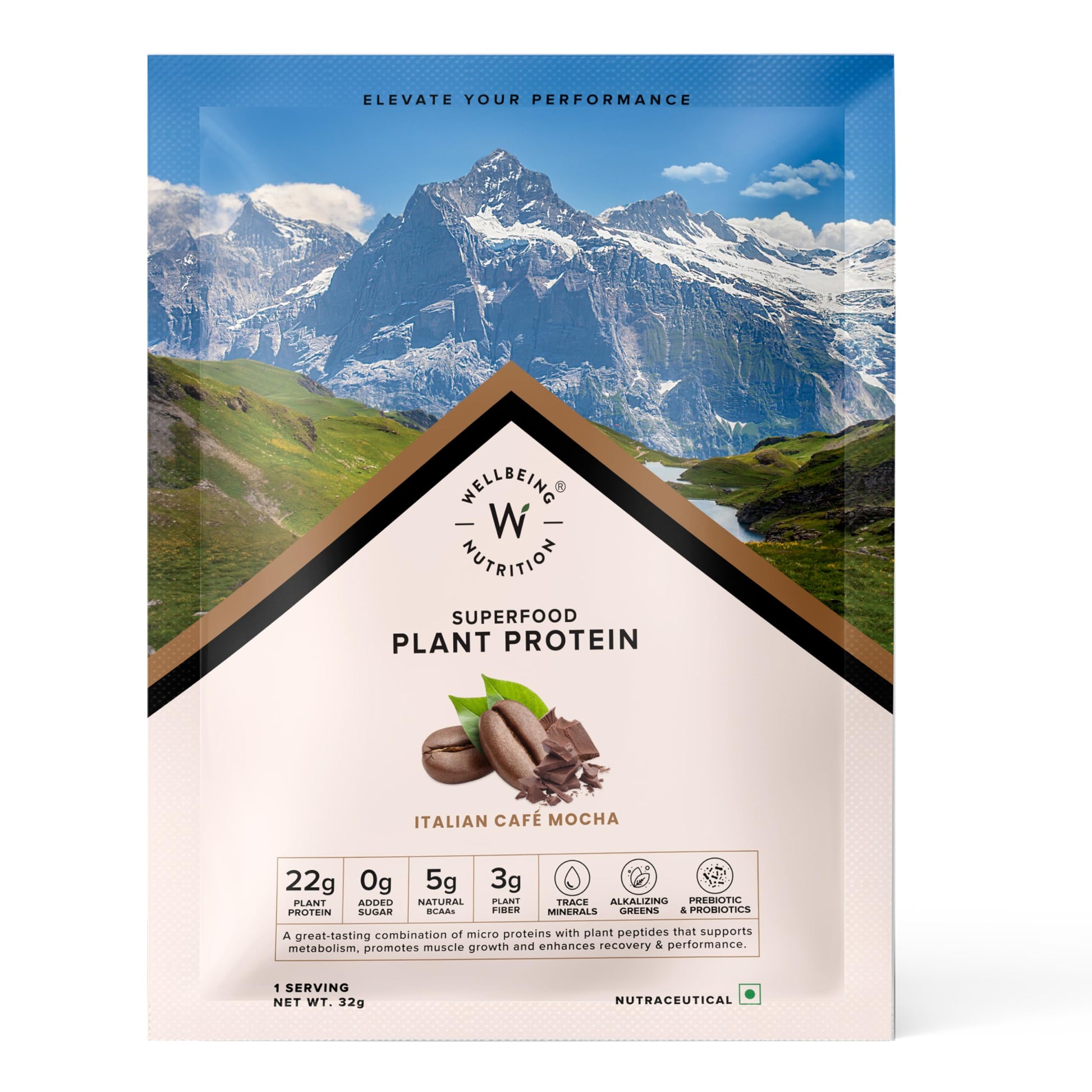 WELLBEING NUTRITION Organic Vegan Plant Protein Powder, Pea Rice Isolate with Superfoods, Digestive Enzymes, Adult Supplement