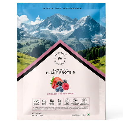 WELLBEING NUTRITION Organic Vegan Plant Protein Powder, Pea Rice Isolate with Superfoods, Digestive Enzymes, Adult Supplement