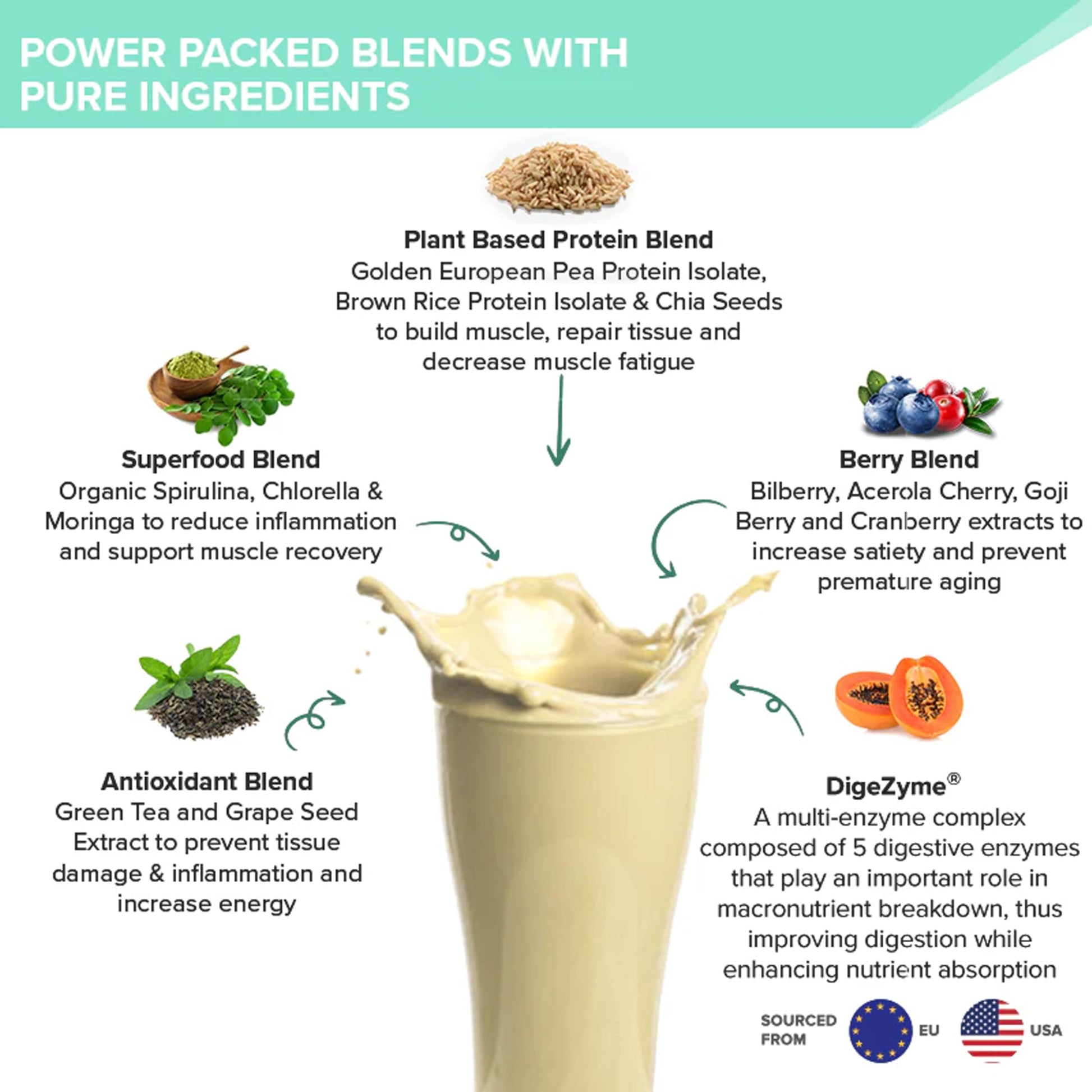 WELLBEING NUTRITION Organic Vegan Plant Protein Powder, Pea Rice Isolate with Superfoods, Digestive Enzymes, Adult Supplement