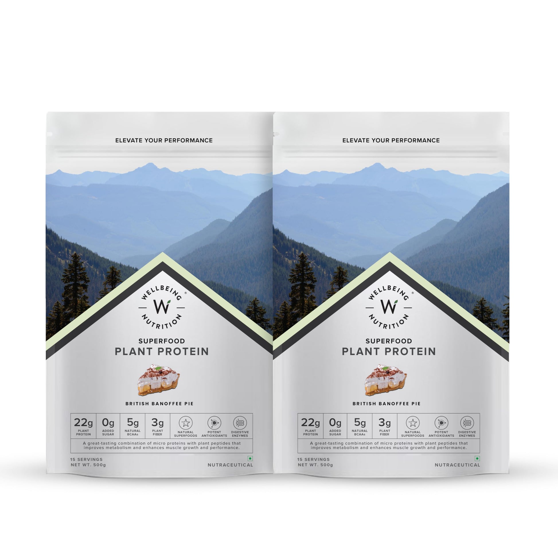 WELLBEING NUTRITION Organic Vegan Plant Protein Powder, Pea Rice Isolate with Superfoods, Digestive Enzymes, Adult Supplement