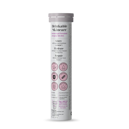 WELLBEING NUTRITION Skin Fuel Effervescent Tablets with Marine Collagen, Glutathione, Hyaluronic Acid, Blueberry Mint Flavor 
