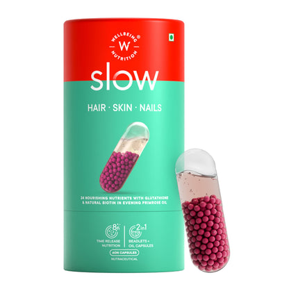 WELLBEING NUTRITION Slow Release Biotin Capsules 10,000mcg 60ct with Keratin VitC Glutathione HLA Primrose Oil