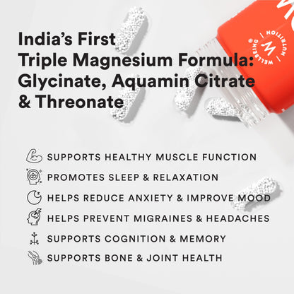 Wellbeing Nutrition Triple Magnesium Complex 1000mg Capsules, 60 Count, Mineral Supplement with Magnesium Glycinate, Citrate 